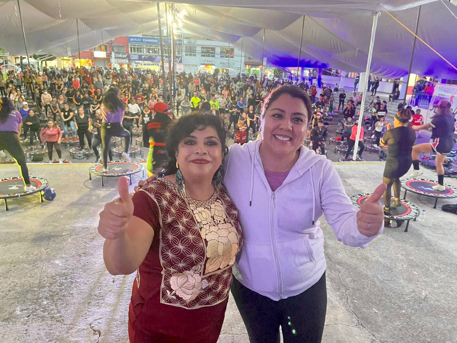 La alcaldesa de Tláhuac recibió a su homóloga Clara Brugada, alcaldesa de  Iztapalapa, para dar detalles sobre la mega clase de jumping que se realizará en el Zócalo el 23 de octubre.