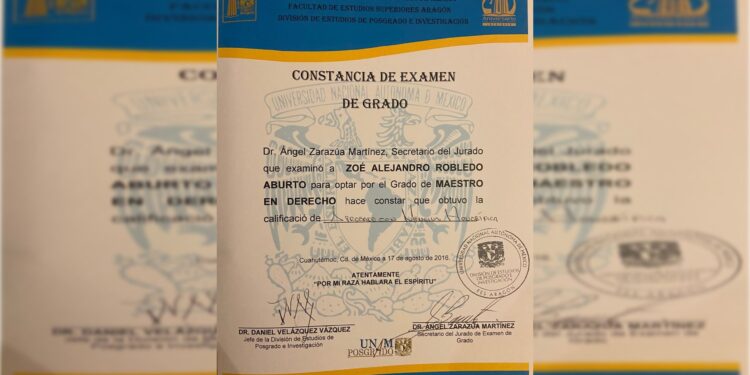 Otro caso raro en la titulación de un alumno de la FES Aragón, de la UNAM. Apenas unos días después de que el 17 de agosto de 2016 el C. Ángel Zarazúa Martínez encabezó como secretario de Jurado de Examen de Grado de Zoé Robledo como Maestro en Derecho, el catedrático recibió su premio: fue propuesto por el entonces senador del PRD y hoy director general del IMSS para ser magistrado del Tribunal Electoral del Poder Judicial de la Federación (TEPJF)