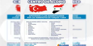 Habilita  Luis Mendoza centro de acopio para damnificados de Turquía y Siria