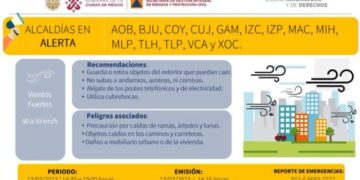Activan alerta amarilla en 14 Alcaldías por vientos fuertes