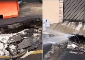 Se forma un socavón en la GAM por fuga de agua y caída de lluvia