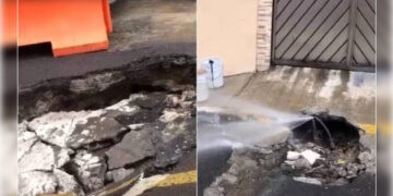 Se forma un socavón en la GAM por fuga de agua y caída de lluvia