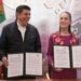 Por la tarde de ayer, Sheinbaum signó acuerdos con el gobernador de Oaxaca, Salomón Jara, para la digitalización de la administración de aquel estado.