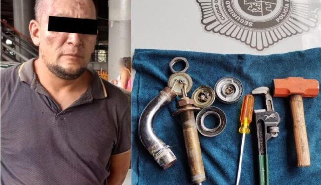 Capturan a hombre que robó tubería de cobre en estación Coyuya de L5 del Metrobús