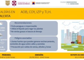 Activan Alerta Amarilla en Coyoacán por lluvias fuertes