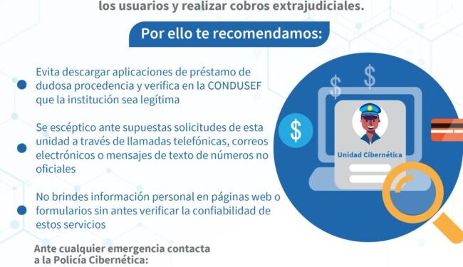 Alertan sobre aplicaciones de deuda que suplantan la imagen de la Policía Cibernética