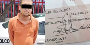 Capturan a hombre que intentó cobrar cheque falso de más de 300 mil pesos