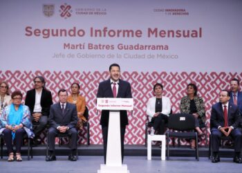En la presentación de su “segundo informe mensual de actividades”, el mandatario Martí Batres reiteró que el Gobierno de la Ciudad de México trabaja de forma institucional y en un proyecto de transformación. FOTO: GCDMX