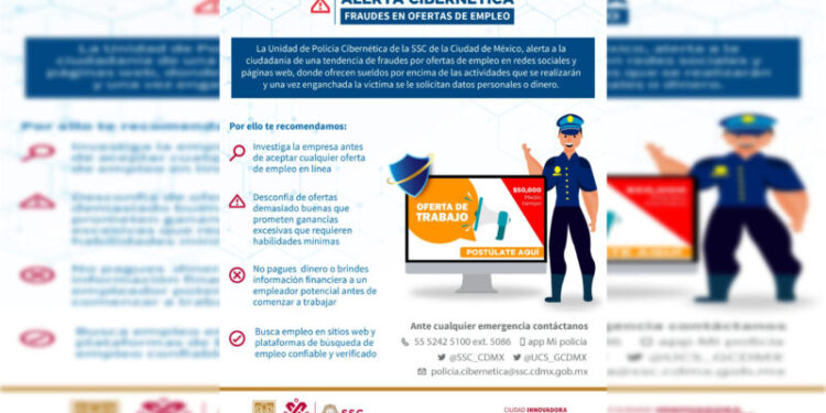 Alerta Policía Cibernética sobre fraudes en ofertas de empleo
