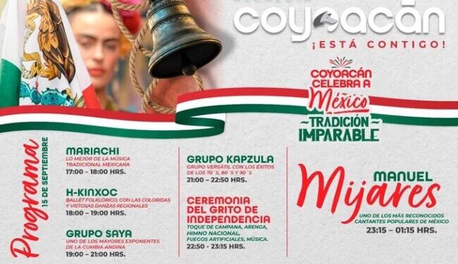 Invita Alcaldía Coyoacán a celebración del mes patrio