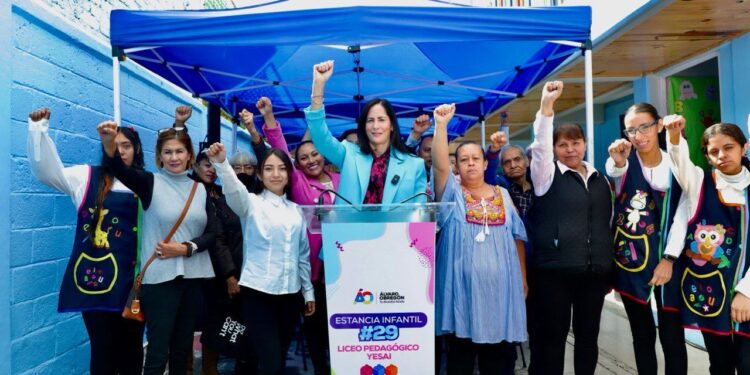 La alcaldesa de la Alcaldía Álvaro Obregón Lía Limón encabezó, la reapertura de la Estancia Infantil 29 “Liceo Pedagógico Yesai”, programa social que es el estelar de su administración que ya cumplió dos años, y además es la base social y política con la cual compite para lograr la candidatura del Frente Amplio por México a la Jefatura de Gobierno de la CDMX. FOTO: Alcaldía ÁO