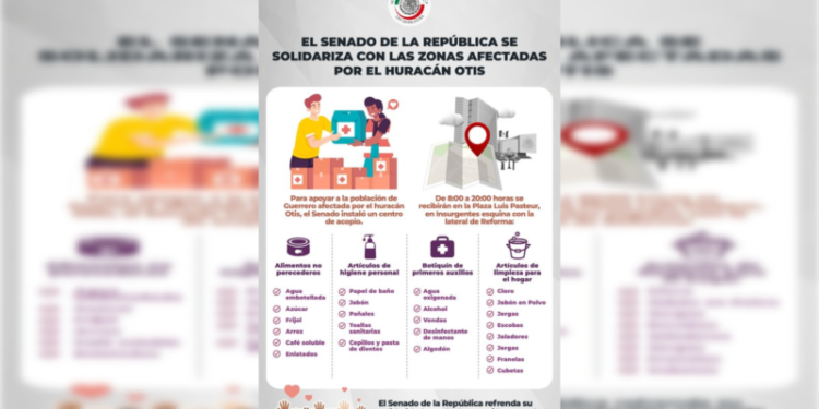 Instala Senado de la República centro de acopio para afectados por Huracán Otis, en Guerrero