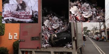 Lía Limón, alcaldesa de Álvaro Obregón, presentó una queja ante el Instituto Electoral de la Ciudad de México en contra de ex aspirantes de Morena a la Jefatura de Gobierno y a la titularidad de esa Alcaldía, por “campaña anticipada y promoción personalizada ilegales”, para lo cual entregó como prueba 3 camiones con 2 toneladas de propaganda política que han retirado de las calles de la Demarcación. FOTO: X / Alcaldía Álvaro Obregón