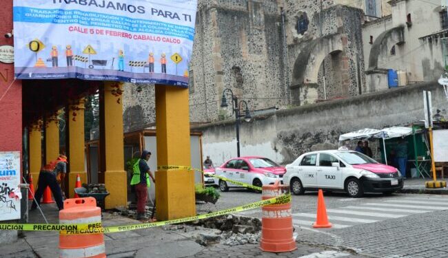 Rehabilitan banquetas del Centro Histórico de Coyoacán