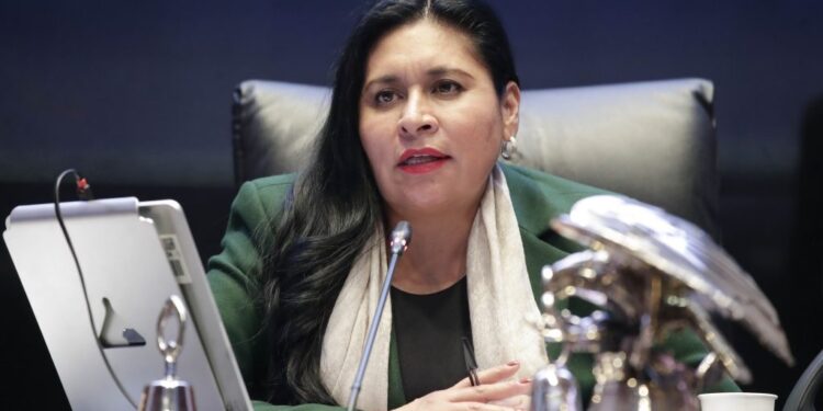 La senadora Ana Lilia Rivera Rivera destacó el papel de los y las senadoras de Morena, porque “sin ser un Constituyente” han sido capaces de reconstruir el tejido social y recuperar los derechos sociales de los mexicanos. FOTO: Senado
