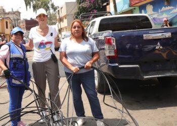 Desde el mes de noviembre de 2022 a la fecha se ha logrado la recuperación en calles y colonias de la demarcación de más de 70 toneladas de cable aéreo en desuso, así lo informó la alcaldesa Lía Limón. FOTO: Especial