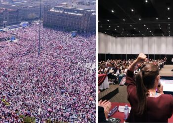 Este domingo, actores políticos en la CDMX ocuparon espacios importantes en las redes sociales para expresar apoyos según sus intereses: los opositores, en favor de la Marcha por la Democracia; los morenistas, en pro del registro de Claudia Sheinbaum como candidata a la Presidencia de la república. FOTOS: X / Amado Avendaño – X / Sheinbaum