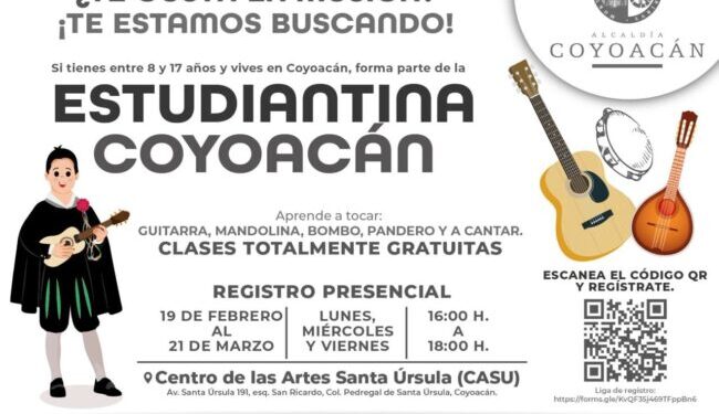 Invitan a integrarse a la Estudiantina de Coyoacán