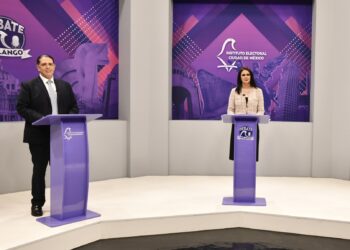 Fue un ríspido debate entre la candidata de Morena a la Alcaldía Benito Juárez, Leticia Varela, y el abanderado de la coalición Va X la Ciudad de México, Luis Mendoza, en el que desde el primer minuto se lanzaron acusaciones de corrupción. FOTO: Especial