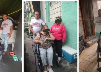 Con tal de convencer para ganar adeptos, Hannah de Lamadrid viola la ley electoral en la Ciudad de México, al entregar bienes con carácter social como son sillas de ruedas, bastones y andaderas en plena campaña electoral. FOTOS: Especial