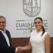 En las instalaciones de la Alcaldía Cuauhtémoc, a invitación del alcalde Raúl Ortega, se reunió con la alcaldesa electa, Alessandra Rojo de la Vega, para iniciar simbólicamente la transición. FOTO: Especial