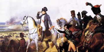 Napoleón en Wagram, pintado por Horace Vernet (Galería de las Batallas, Versalles).