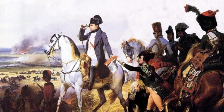 Napoleón en Wagram, pintado por Horace Vernet (Galería de las Batallas, Versalles).