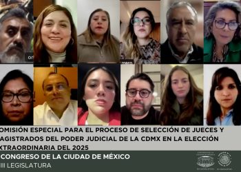La Comisión Especial para el Proceso de Selección de Jueces y Magistrados del Poder Judicial de la Ciudad de México en la Elección Extraordinaria del 2025 seleccionó y tomó protesta a la persona que cubrirá la vacante que se presentó en el Comité de Evaluación del Congreso capitalino para dicho proceso. FOTO: Especial