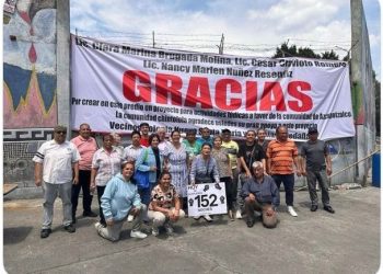 Nos afirman que Cravioto ordenó que frente al predio del Eje 2 Norte Eulalia Guzmán esquina con Plan de San Luis, en la colonia Nueva Santa María, se colocara una enorme manta con la inscripción en letras monumentales: “Gracias”, y mencionan a Brugada, Cravioto y Núñez. FOTO: Vecinos Azcapotzalco