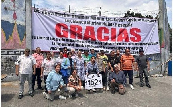 Nos afirman que Cravioto ordenó que frente al predio del Eje 2 Norte Eulalia Guzmán esquina con Plan de San Luis, en la colonia Nueva Santa María, se colocara una enorme manta con la inscripción en letras monumentales: “Gracias”, y mencionan a Brugada, Cravioto y Núñez. FOTO: Vecinos Azcapotzalco