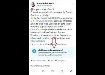Rubalcava tiene bloqueada la opción de que la gente responda o comente sus posts, y sólo lo pueden hacer a quienes menciona. FOTO: X / @adrianrubalcava