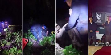 Autoridades y ciudadanos de la demarcación territorial Cuajimalpa reconocieron el trabajo de la Policía Guardabosques, pues a unos días de haber iniciado operaciones rescataron a dos personas que se encontraban atrapadas en una barranca de aproximadamente 10 metros de profundidad, en el Desierto de los Leones. FOTOS: Tomada de video en RRSS