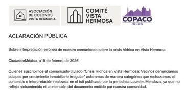 En una aclaración pública, los vecinos, junto con el Copaco de la colonia, “rechazamos de manera categórica el contenido e interpretación realizado en el tuit publicado por la periodista Lourdes Mendoza ya que no refleja ni el contenido, ni la intención del documento emitido por nuestra comunidad”. FOTO: Especial
