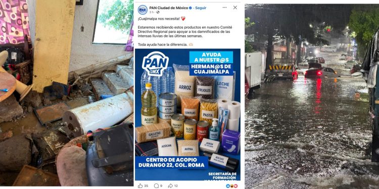 Aunque los diputados del PAN siguen apáticos en apoyar a la gente afectada por las lluvias torrenciales en Cuajimalpa, al menos la dirigencia del PAN ya reaccionó este martes, nueve días después, y se acordó de sus “hermanos” de aquella demarcación (así los llamó). FOTO: Especial